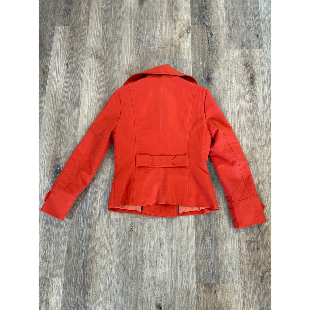 Millard Fillmore Double Breasted Pea Coat Jacket Womens M Orange Military Preppy - Picture 10 of 13